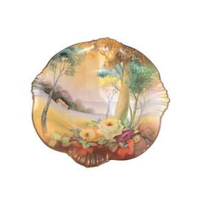 Antique Noritake Hand Painted Nippon Floral Porcelain Round Collector Bowl